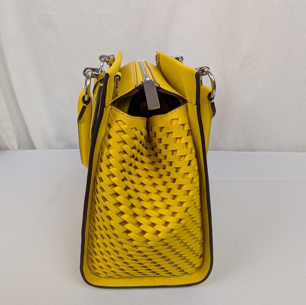 Michael Kors Marilyn Medium Saffiano Leather Woven Sides Purse Satchel Tote NWT - Picture 8 of 17